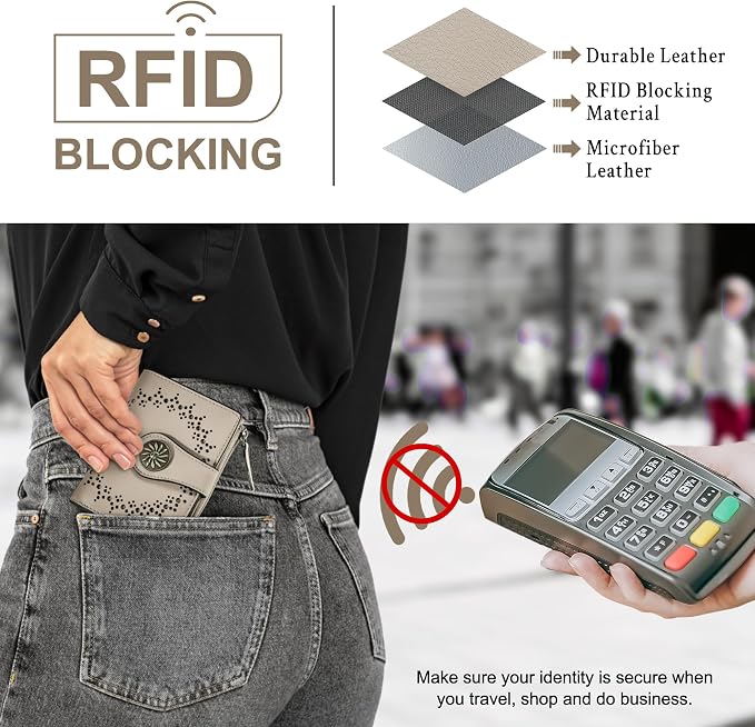 Tipmile Small Wallet for Women Bifold RFID Blocking Card Holder Leather Wallets with Zipper Coin Pocket - Image 3