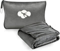 Travel Blanket and Pillow Compact, Premium Soft 2 in 1 Airplane Blanket with Soft Bag Pillowcase，Hand Luggage Sleeve and Backpack Clip (Solid Grey) by JungleStar