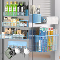 Magnetic Spice Rack for Refrigerator, 7 Pack Metal Magnetic Shelf, Moveable Magnetic Storage Fridge Organizer, Spice Organizer, Hook Rack, Paper Towel Holder, Utensils and Cutting Board Holder, Blue by DTUQYX