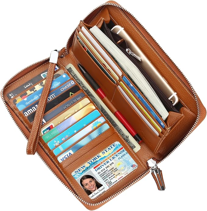 Small Compact Women Wallet RFID Blocking Genuine Leather Bifold Purse with ID Windows - Image 2