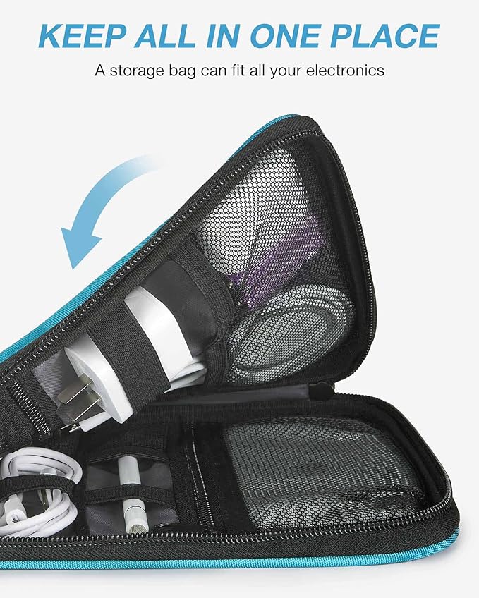 BAGSMART Large Electronics Organizer Travel Case for Tech Accessories, Blue | Travel Cable Organizer, For Travel Essentials, Cord Organizer, For Phone Power Bank SD Card - Image 6