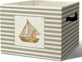 Rustic Golden Retriever Sailboat Storage Bins Boxes Handles | grey striped nursery foldable basket for organizing bedroom toddler playroom by Unknown