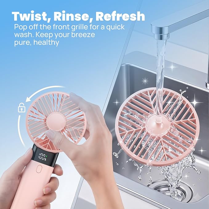 HAWANA Handheld Fan Rechargeable, Portable Mini Fan with 3000mAh Battery, Up to 10H Runtime, 180° Foldable Personal Fan, USB Travel Fan for Pocket, Office, Bedroom, Camping - Image 7