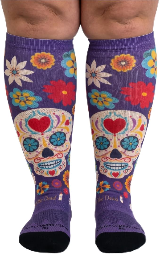 Crazy Compression Socks, Comfortable Support Socks for Recovery, Travel, Hiking, and Long-Hour Comfort w/Fun Designs by CrazyCompression