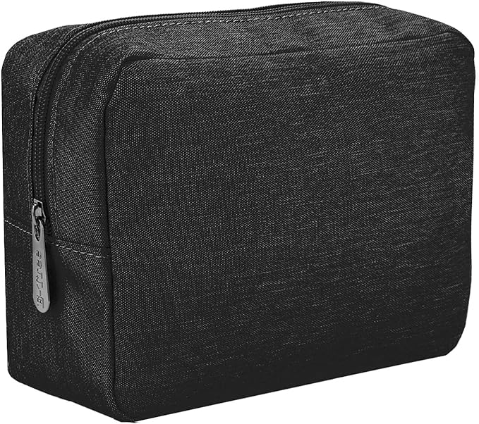 E-Tree Makeup Bag, Big Travel Make up Pouch, Zipper Large Cosmetic Brush Skin Care Case, Toiletry Bags for Traveling Women Man,Tech Electronic Organizer,Small Canvas Storage for Personal Items,Black by E-Tree