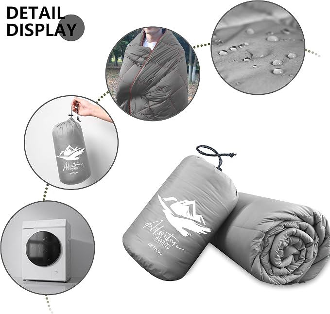 Mini Camping Blanket,Lightweight Puffy Blanket Packable Down Alternative Throw Blanket Waterproof Windproof for Outdoors, Travel, Beach, Airplane, Hiking - Image 7