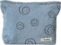 Cosmetic Bags for Women - Corduroy Cosmetic Bag Aesthetic Women Handbags Purses Smile Dots Makeup Organizer Storage Makeup Bag Girls Case Bags (A-Blue) by Gardsell