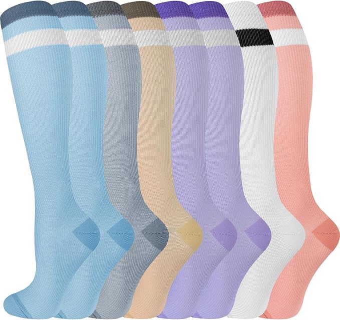cerpite Compression Socks for Women & Men Circulation 8 Pairs Compression Socks 20-30 mmhg Best for Running,Nurse,Travel by Cerpitesportsstyles