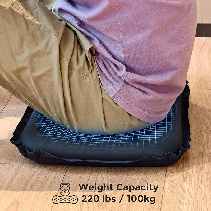 Inflatable Airplane Seat Cushion for Long Sitting Travel & Stadium | 2" memory foam core, portable & foldable, firmness adjustable, outdoor camping hiking & bleacher sit pad, flying accessories - Image 3