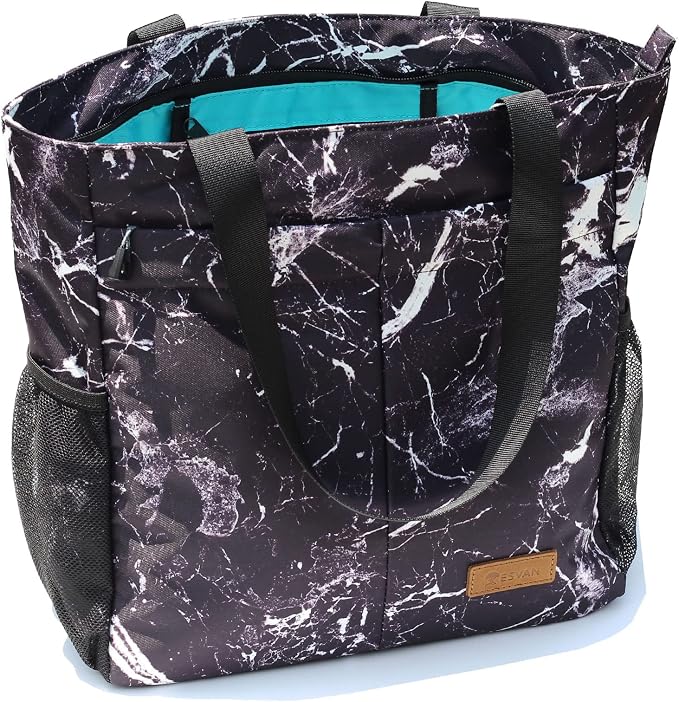 ESVAN Original Floral Tote Bag Large Shoulder Bag with Multi Pockets for Gym Travel Beach Daily Bags by ESVAN