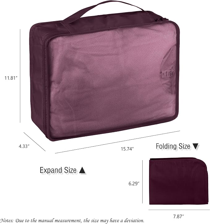 Packing Cubes Set, 2 Pcs Packing Organizers Set for Suitcases (Burgundy) - Image 3
