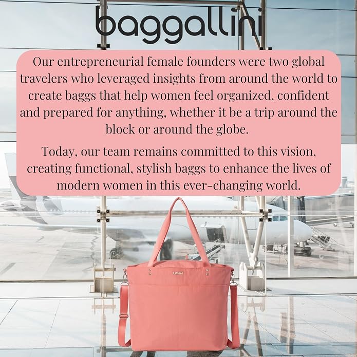 Baggallini Carryall Tote - Lightweight Nylon Zipper Top Weekender Travel Beach Bag w/Luggage Sleeve - Image 8
