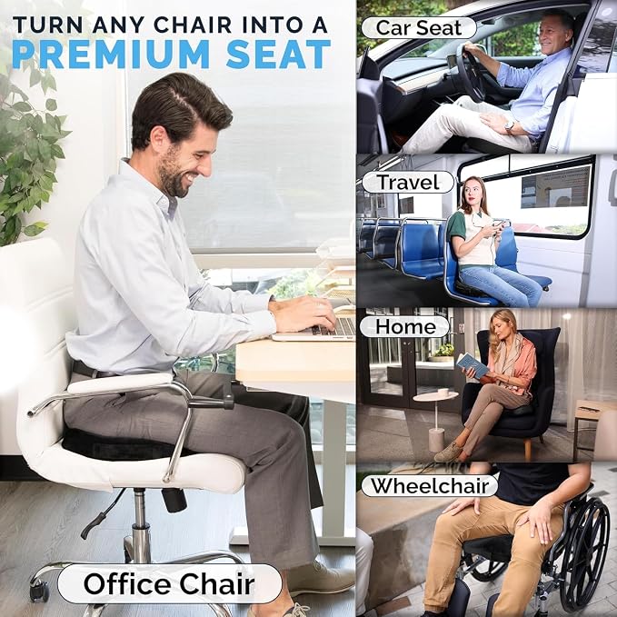 ComfiLife Doctor Recommended Seat Cushion - Premium Gel & Memory Foam Office Chair, Car Seat, Lifting Cushion - Chair Cushions for Back & Sciatica Relief - Seat Cushions for Office & Desk (Black) - Image 9