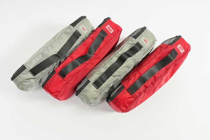 Medium Packing Cubes for Travel - 4 Piece Luggage Organizer Cubes for Carry On Luggage Backpack and Carry On Suitcase with Unique Number and Color Coded System - Dual Zippers, Top Handle, Red and Grey - Image 2