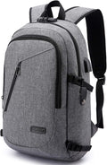 WENIG Laptop Backpack,Business Travel Anti Theft Backpack for Men Women with USB Charging Port,Slim Durable Water Resistant Computer Backpack Fits 15.6 Inch Laptop Notebook,Grey by WENIG+