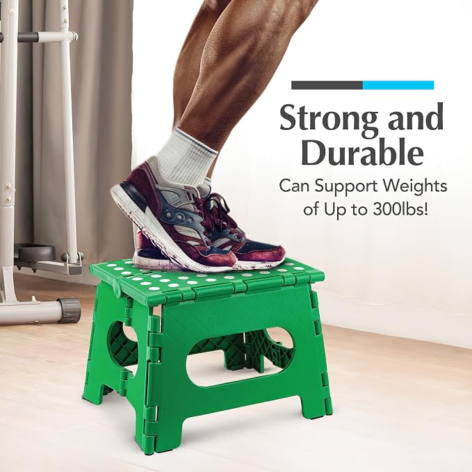 Handy Laundry Folding Step Stool 9 Inch, Green, Non-Slip Holds 300 lbs | 9 Inch, Green, Foldable Collapsible Step Stool, Non-Slip, Holds 300 lbs, Kitchen Bathroom Bedroom, Adults - Image 4