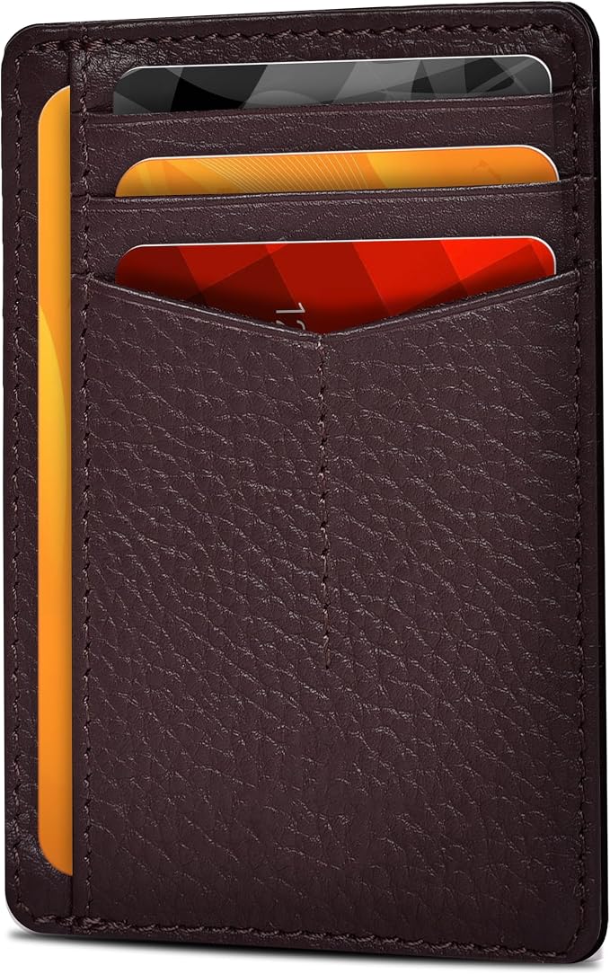 Slim Minimalist RFID Leather Wallet, Front Pocket Card Holder, Mulberry by OakLeathers