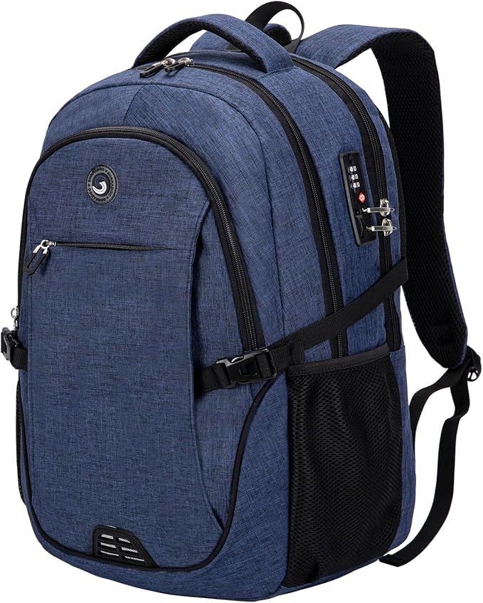 SHRRADOO Travel Laptop Backpack for Men Women, College High Schoolbag | Anti Theft Backpack with Combination Lock, Carry On Flight Approved, Fit 17 Inch Laptop, Computer College Bag, Work Daypack by SHRRADOO