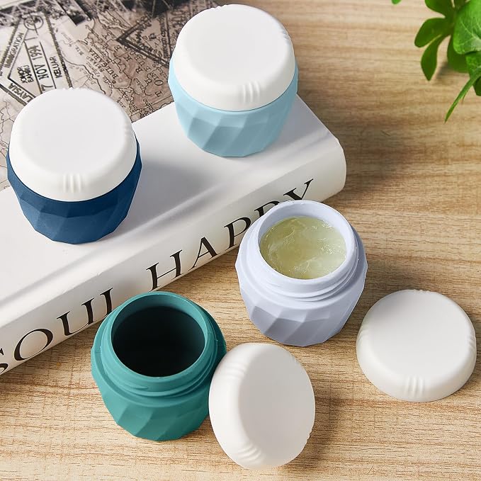 Travel Containers for Toiletries, Premium Silicone Cosmetic Cream Jars, TSA Approved Leak-Proof Refillable Travel Size Toiletries with Clear Bag for Cosmetic Face Body Cream (Green, 1OZ) - Image 3