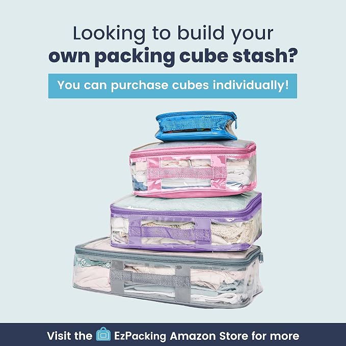 Clear Packing Cubes set of 4 / Packs 7-10 Days of Clothes/Premium PVC Plastic Storage Bags - Image 6