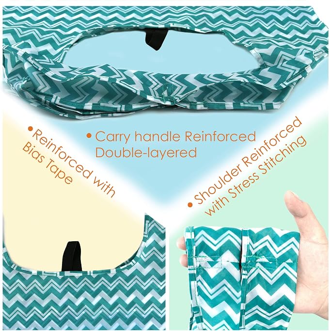 BeeGreen Reusable Grocery Bags Lightweight Durable Shopping Bags Washable Foldable 12 Pack Xlarge Classic Geometric Design Gift Tote Grocery Bags with Elastic Band and Separated Zipper Storage Pouch - Image 6