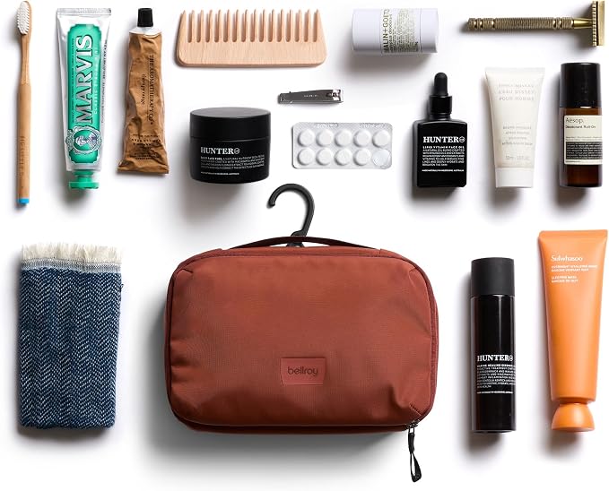 Bellroy Hanging Toiletry Kit 3L, Travel Toiletry Bag - Clay | 3L hanging toiletry bag for men and women, designed for travel - Image 7