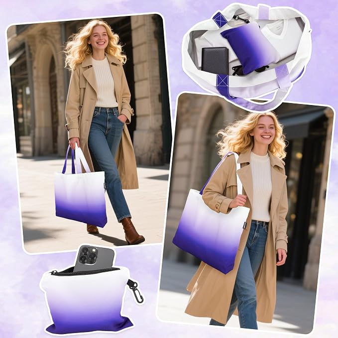 HOLYLUCK Tote Bag with a Detachable Small Bag, Foldable Reusable Grocery Bags 20L Shopping Bag - Image 8