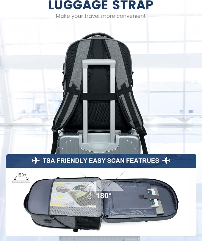 LOVEVOOK Large Laptop Backpack for Men,17.3Inch Heavy Duty Travel Backpack | TSA-Friendly with Anti-Theft,Carry On Flight Approved,College Work Bookbag,Water Resistant Business Backpack for Men Women - Image 4