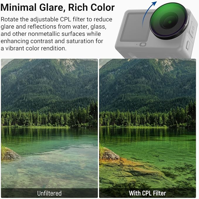 NEEWER CPL + ND Filter Set Compatible with DJI Osmo Action 6 Only, 4 Pack ND8/16/32 Adjustable Circular Polarizing, Lens Polarizer, Screw On Multicoated Action Camera Photography Accessories, FL-B100 - Image 3