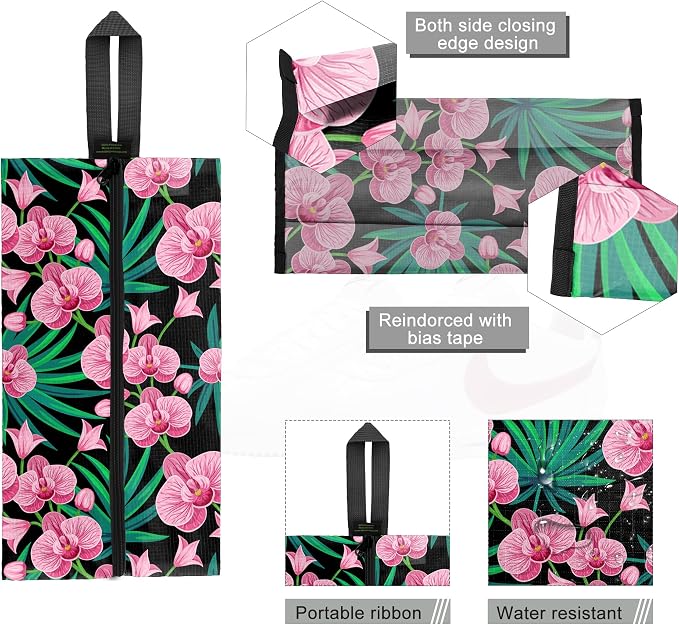 BeeGreen Shoe Bags 6 Pack Flower Design for Travel with Handle as Packing Organizers for Suitcase and Luggage | Portable Nylon Storage Accessories for Vacations, Essential Gifts for Women and Men​ - Image 3