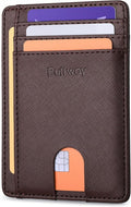 Buffway Slim Minimalist Front Pocket RFID Blocking Leather Wallets for Men and Women - Cross Coffee by Buffway