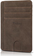 Teskyer Slim Minimalist Wallet for Men, RFID Front Pocket Card Holder | Ultra Slim Front Pocket Design, 8 Card Slots, RFID Protection, Smooth Faux Leather for Everyday Carry by TESKYER
