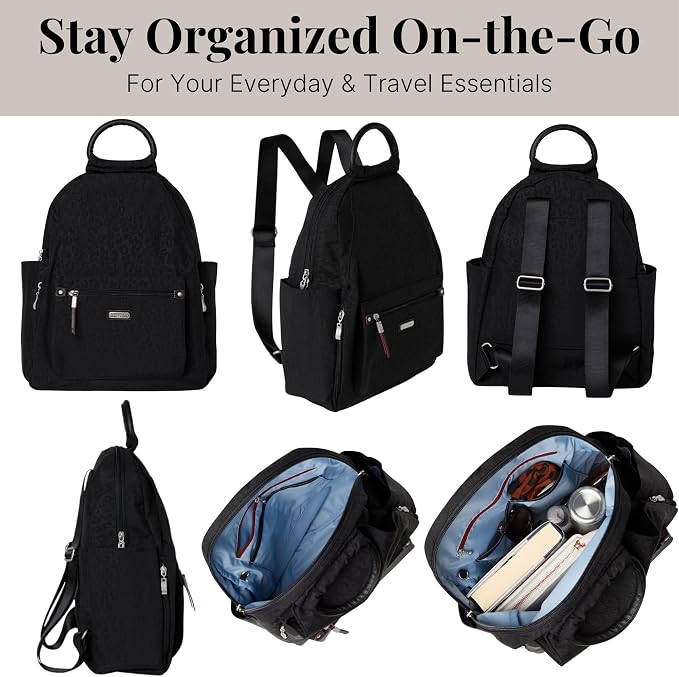 Baggallini Women's All Day Backpack, Black Cheetah Emboss, One Size… - Image 6