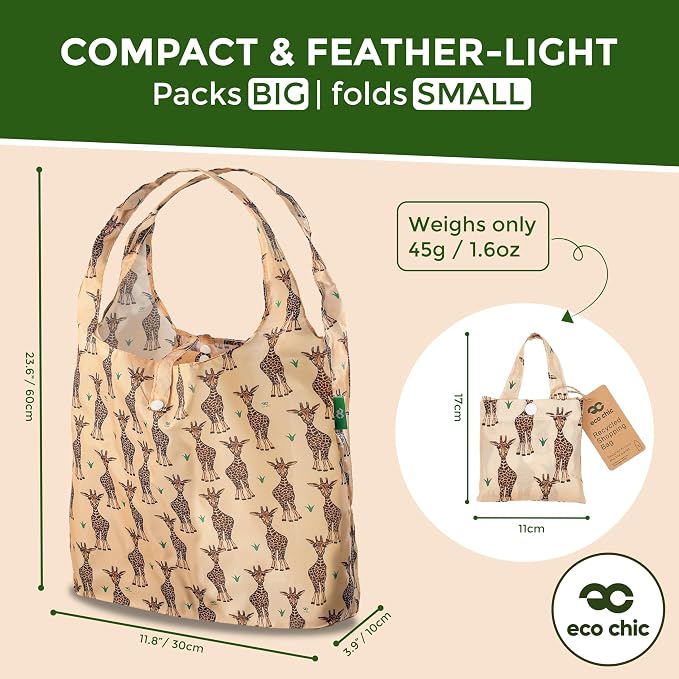 ECO CHIC Foldable Reusable Grocery Bags - Lightweight, Recycled & Reusable Shopping Bag - Waterproof Packable Tote - Image 4