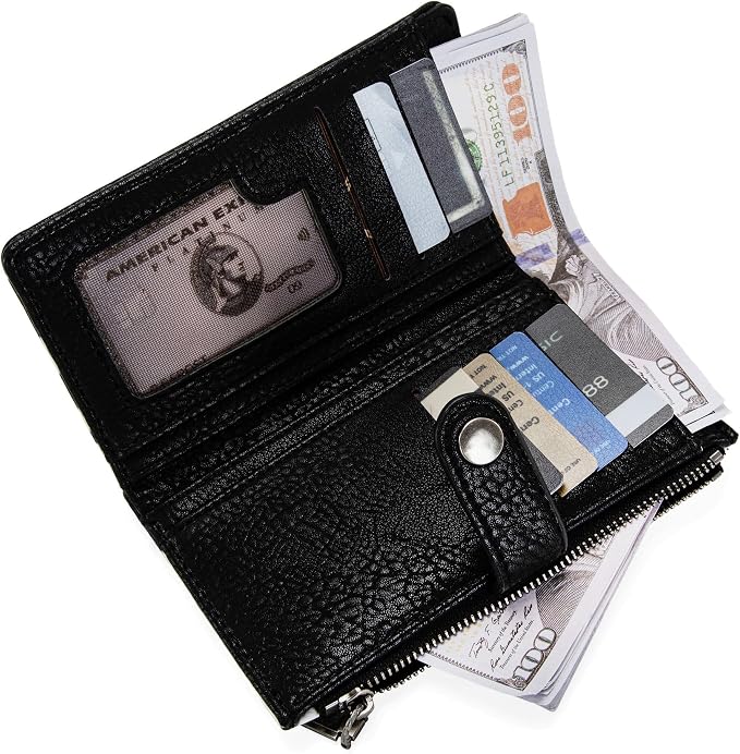 Wrangler Wallet for Women Bifold Card Holder with Zipper and ID Window - Image 4