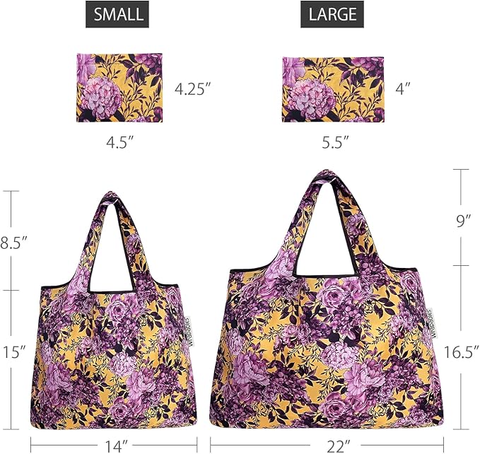allydrew Large Foldable Tote Nylon Reusable Grocery Bags - Image 2