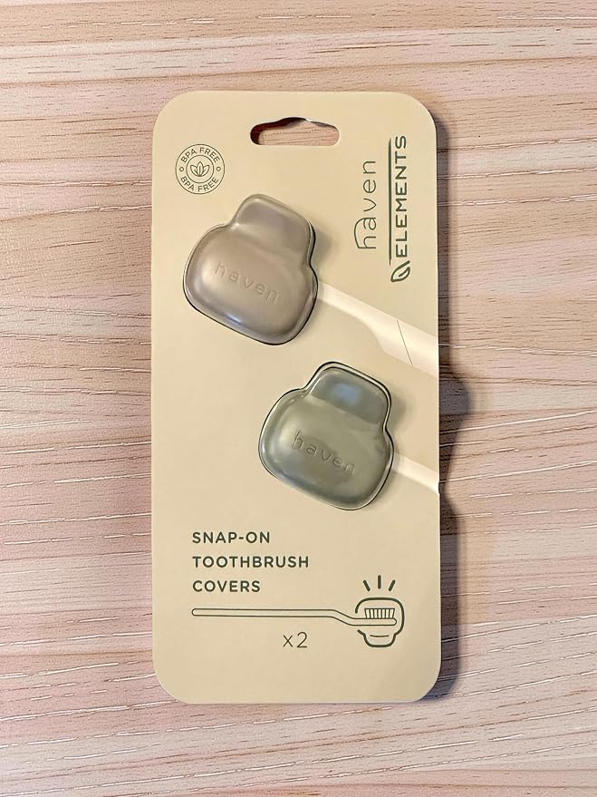 Haven Toothbrush Cover - Fits Electronic and Manual Toothbrushes - Toothbrush Case Holder for Travel - Set of Two Tooth Brush Cap Protectors (Moss & Clay) - Image 2