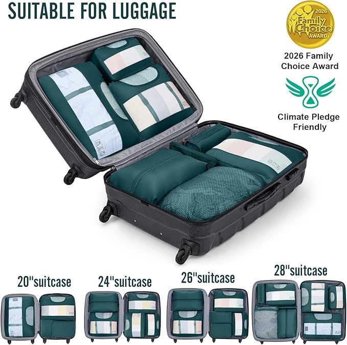 Veken 10 Set Packing Cubes for Travel Essentials, Suitcase Organizer Bags in 4 Sizes, Carry-On Luggage Accessories with Laundry Bag, Airplane Must Have with 99-Count Mesh Holes - Image 6
