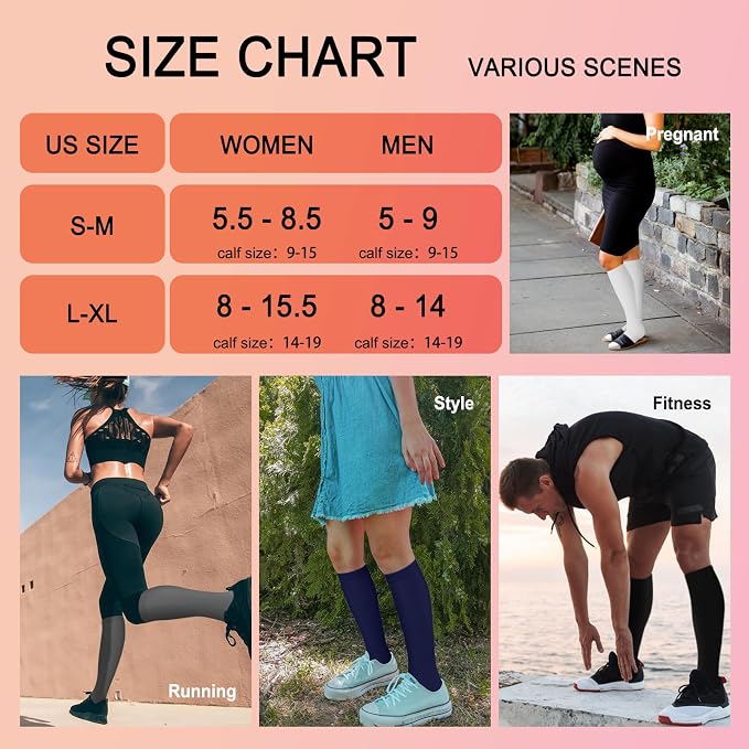 4 Pairs Compression Socks for Women Circulation-Best Support for Nurses,Running,Athletic,Travel - Image 6