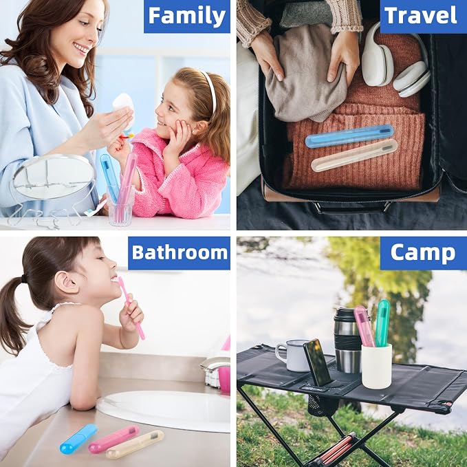 Hooqict 4 Pack Toothbrush Cases Travel Toothbrush Holder Portable Toothbrush Container Plastic Protector Cover Case for Traveling, Camping, Home, School, Business - Image 4