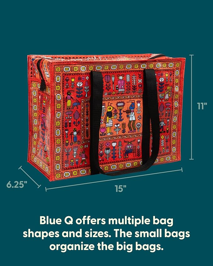 Blue Q Reusable Shoulder Tote Bag – Carry Everywhere Bag with a Hefty Zipper, Durable, Fun Design, 95% Recycled Material - Image 2