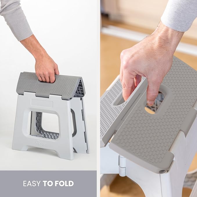 Vigar Compact Foldable Step Stool, 10-1/2-Inch, Gray | For Adults Up to 330 Pound, Lightweight, Non-Slip Folding Design, Compact Step Stool, Space-Saving Household Use - Image 8