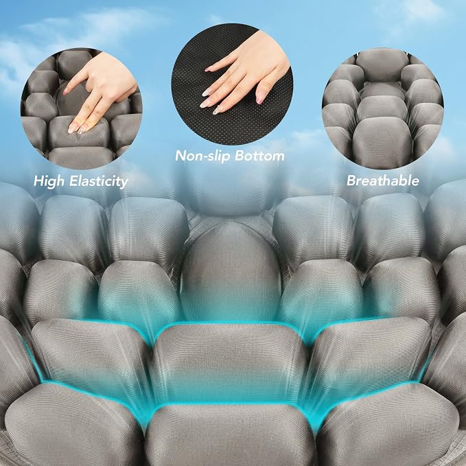 Travel Seat Cushion for Airplane, Adjustable Inflatable Seat Cushion | Pressure Relief Cushion for Long Sitting, Portable Support Pillow for Home, Airplane & Daily Use, Tailbone Comfort Support - Image 5