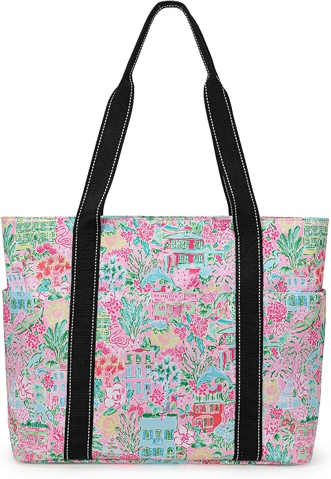 Tote Bag for Women with Laptop Compartment & Cup Holder,Nylon Bag for Work,Travel,Gym,Beach,Teacher,Nurse,School,Mom by HappiePeppie