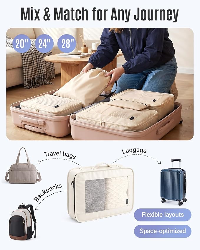 8 Set Packing Cubes for Travel, Cruise Ship Travel Essentials | 8-Pack Packing Bags, Mesh Luggage Organizer Bags & Laundry Shoe Bags for Max Clothing Capacity, Holiday Vacation Camping - Image 5