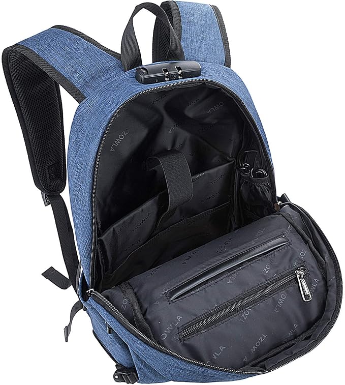 Tzowla Travel Laptop Backpack Water Resistant Anti-Theft Bag with Giant Tumbler Holder Pocket and Lock 17.3 Inch Computer Business Backpacks for Women Men Work College Gift,Casual Daypack(Blue) - Image 3