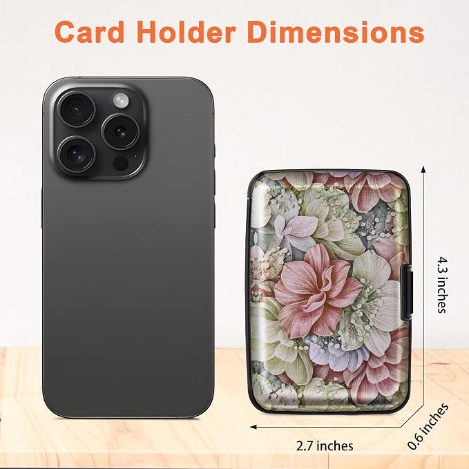 Mayski Credit Card Holder for Women RFID Blocking Wallet, Happy Flower | Card Wallets for Women Small Mini Business Metal Accordion Aluminum Alloy Hard Case for Men - Image 5