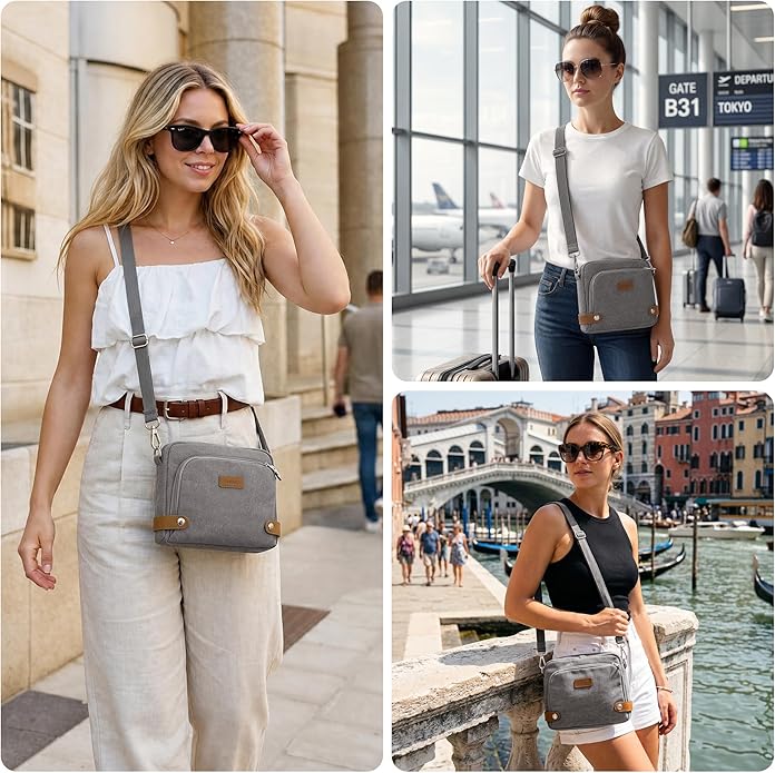 Anti Theft Crossbody Bag for Women, RFID Blocking Travel Purse Slash Proof | CHUNLI Pickpocket Proof Crossbody Bags, Travel Purse Bag with Lockable Zippers & Slash Resistant Strap - Image 2