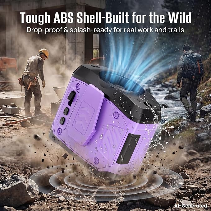 AJVV Portable Waist Fan Wearable Belt Fan Clip on Fan for Shirt, 40H Max Personal Cooling, for Camping, Outdoor, Jobsite, Travel, Black (Violet) - Image 6