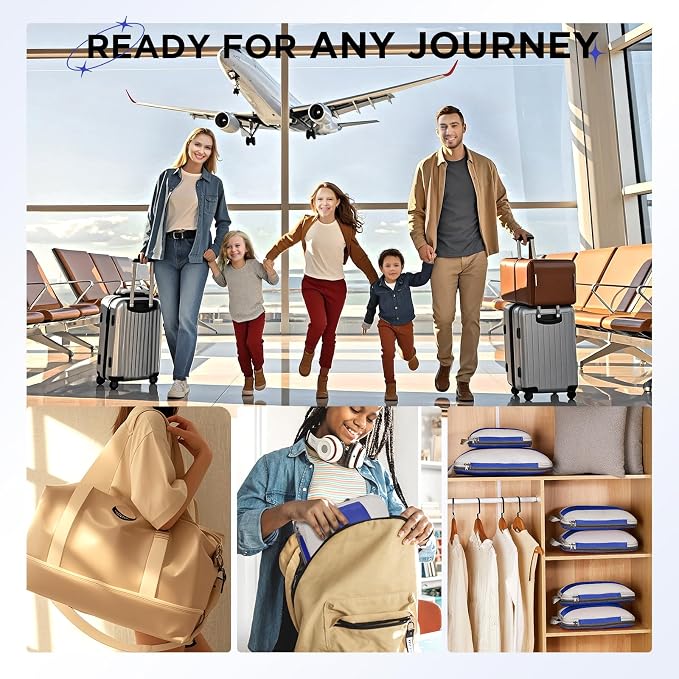 OlarHike 10 Set Compression Packing Cubes for Travel Essentials,Compressible Expandable Space Saver Bags for Organizing Clothes,Luggage Suitcase Garment Bags with Over 1000 pcs Mesh Holes(Klein Blue) - Image 10